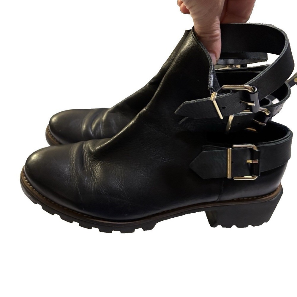 Miista Black Triple-Buckle Lug Sole Moto Boots - Picture 7 of 14